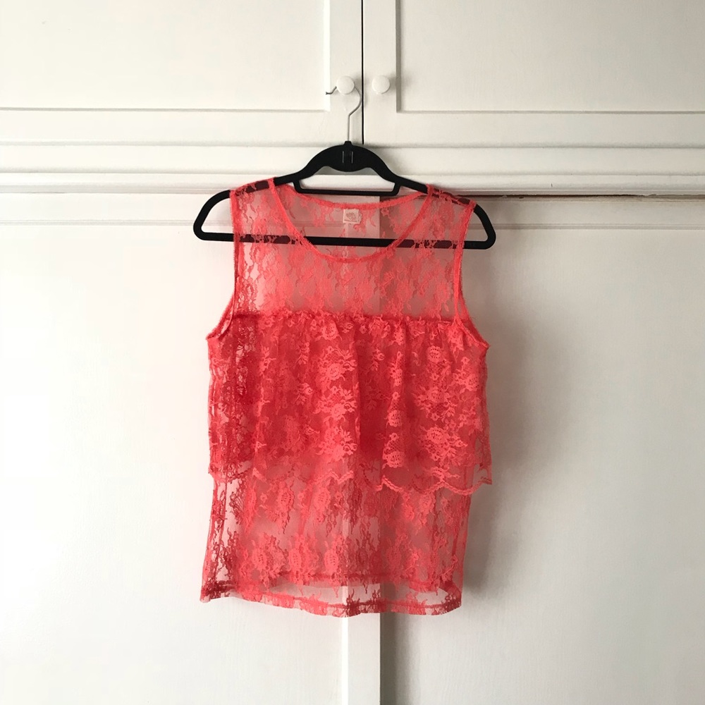 Orange Lace Top by Helena Stuart, Only Hearts NYC